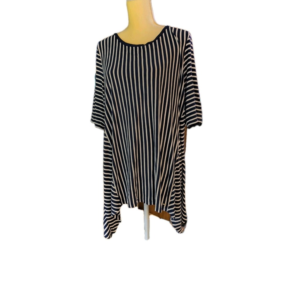 Tommy Hilfiger Women's Size XL Tunic Top Navy & White Stripe Short Sleeve Cotton